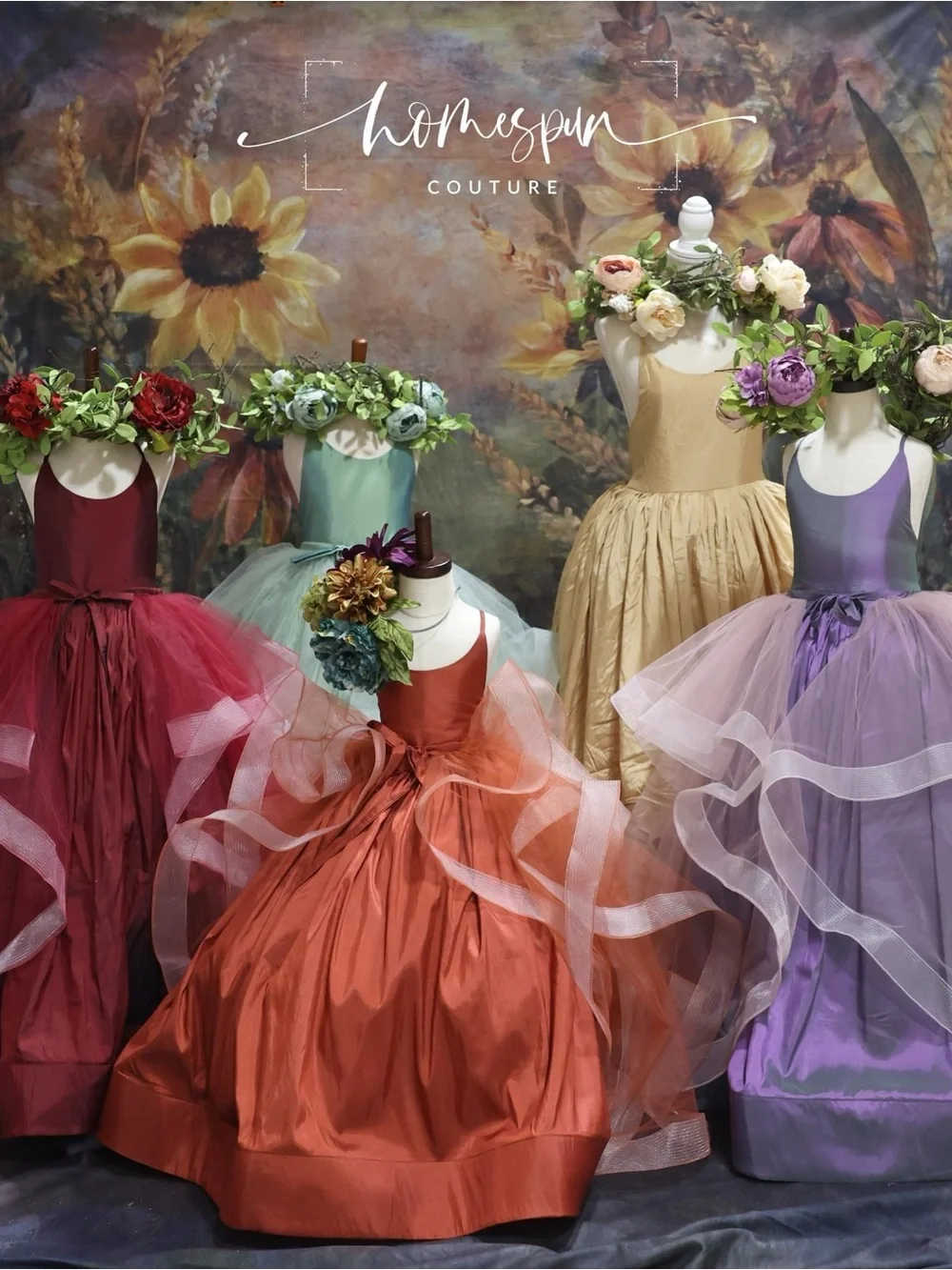 Girls' Rust Taffeta Flower Girl Dress - Orange